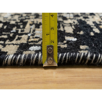 10'X14' Brown Broken And Erased Hand Knotted Silk And Wool Oriental Rug