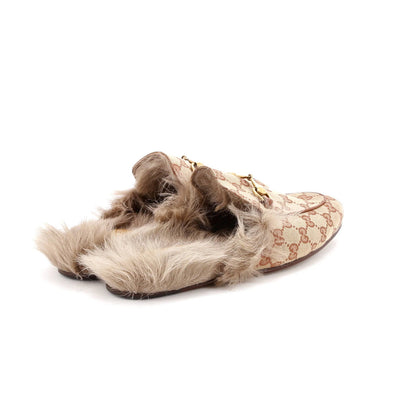 Gucci Men'S Princetown Mules Gg Canvas With Fur