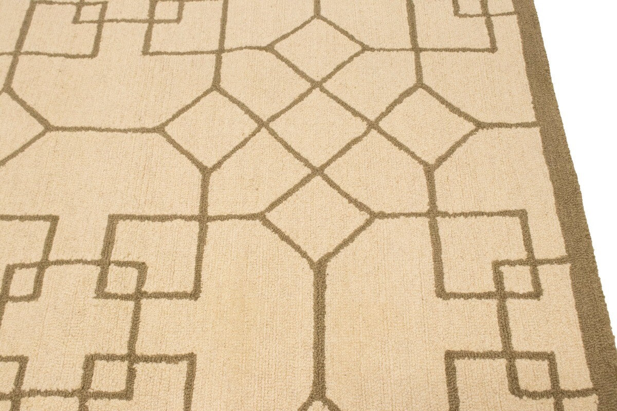 Cream Geometric Design Hand-Tufted Modern Wool