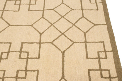 Cream Geometric Design Hand-Tufted Modern Wool