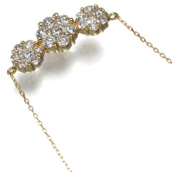 Diamond 0.50Ct Flower Necklace 18K 750 Yellow Gold