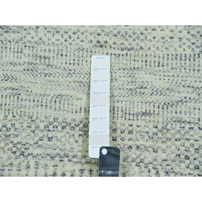 6'X9' Polar Bear White Modern Grass Design Hand Knotted Wool Oriental Rug