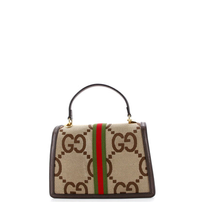 Gucci Ophidia Flap Top Handle Bag Jumbo Gg Canvas Small