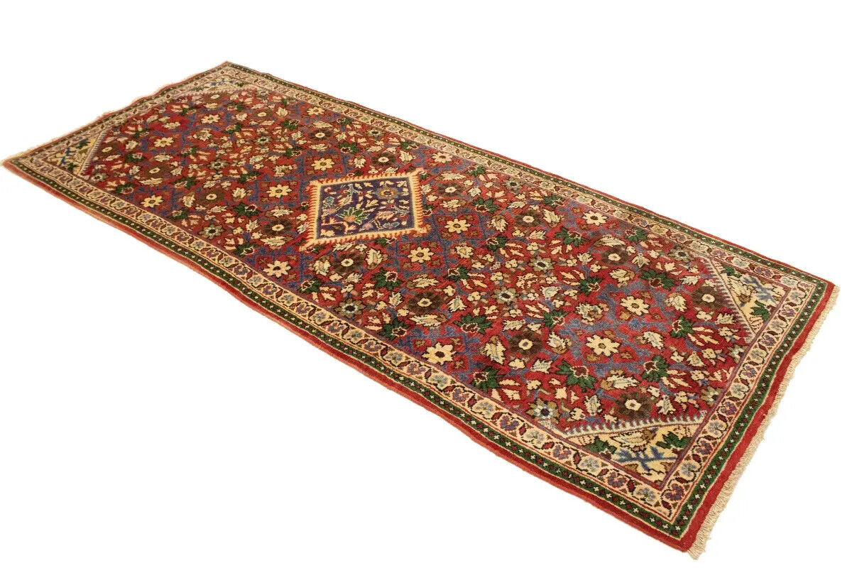 Rare Vintage Red Floral Oriental Runner Rug