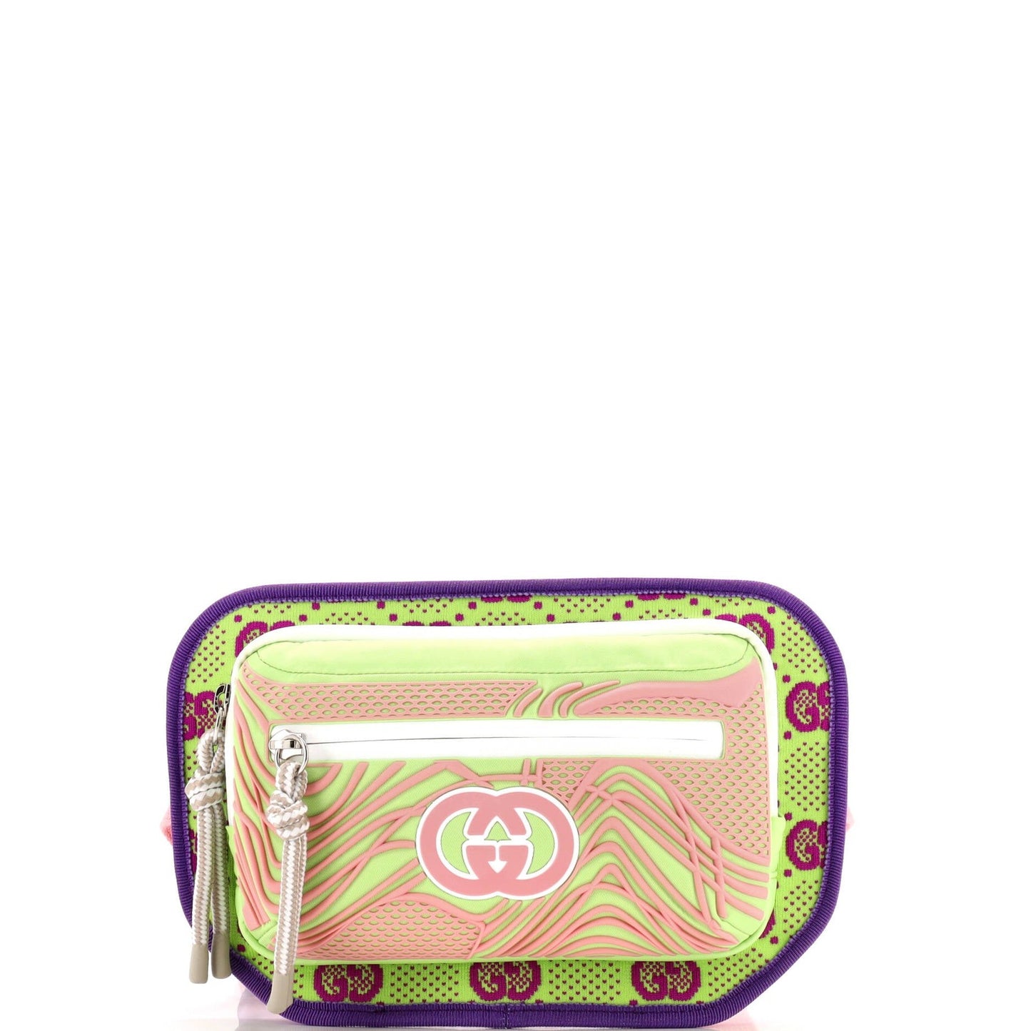 Gucci Panelled Front Pocket Belt Bag Backpack Gg Jacquard Nylon And Rubber