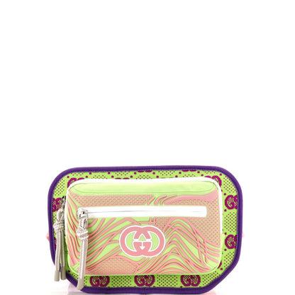 Gucci Panelled Front Pocket Belt Bag Backpack Gg Jacquard Nylon And Rubber