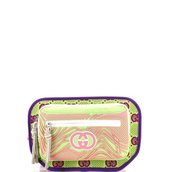 Gucci Panelled Front Pocket Belt Bag Backpack Gg Jacquard Nylon And Rubber