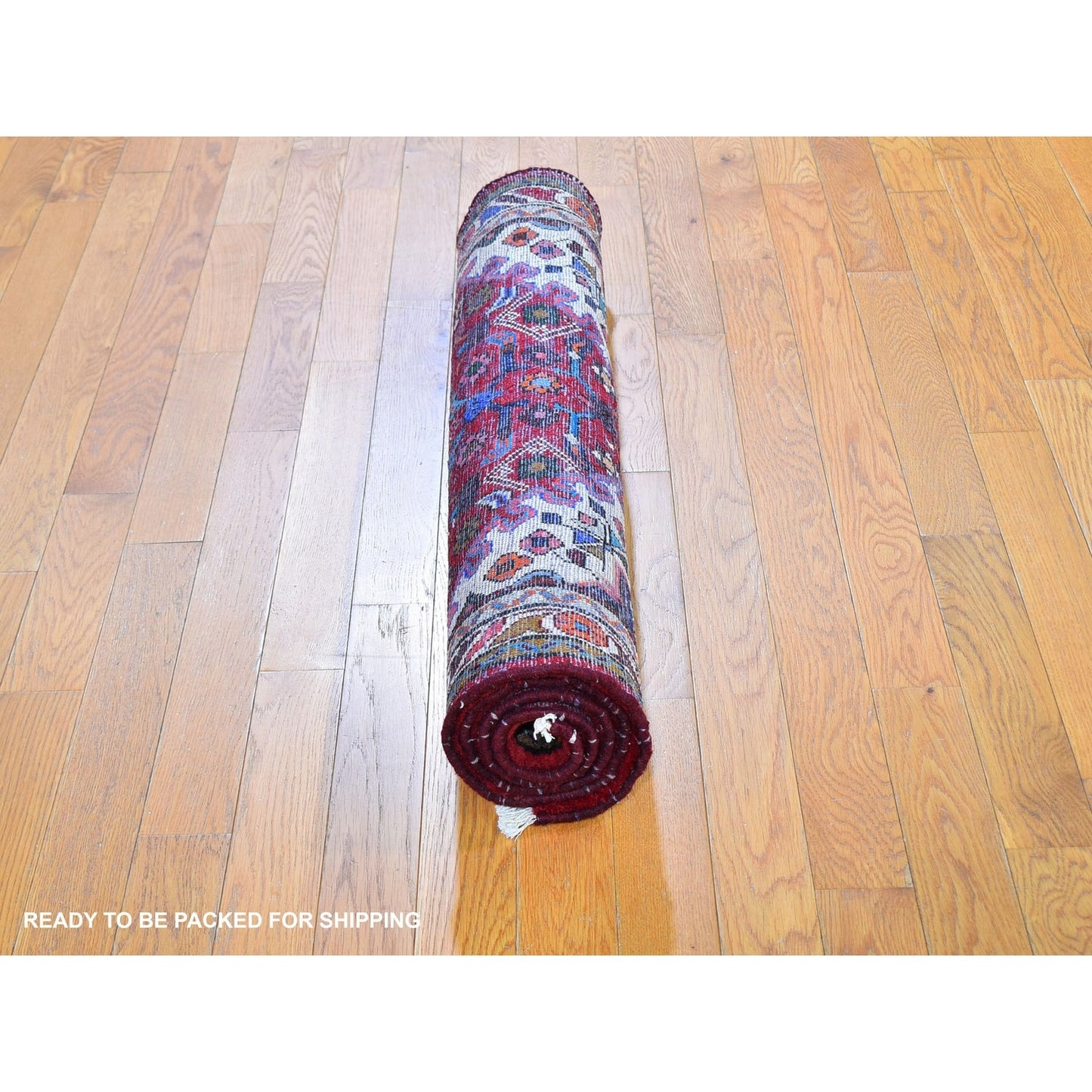 3'6"X5'3" Red New Farsian Amadan Small Flowers Medallion Hand Knotted Rug