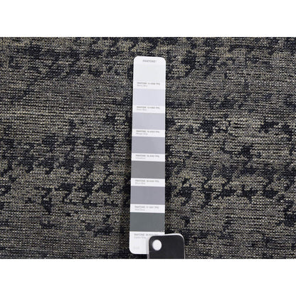 8'X10'1" Black And Gray Modern Design Pure Silk Hand Knotted Rug