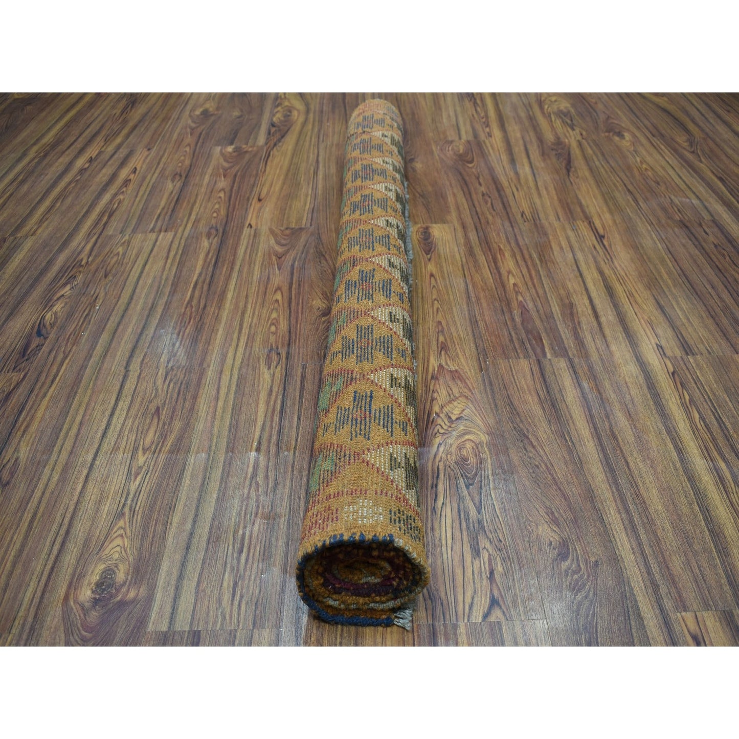 4'1"X5'9" Tribal Design Hand Made Pure Wool Colorful Afghan Village Rug