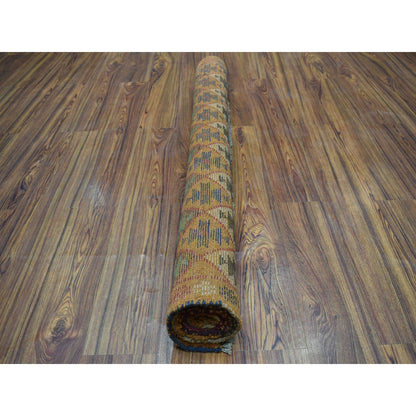 4'1"X5'9" Tribal Design Hand Made Pure Wool Colorful Afghan Village Rug