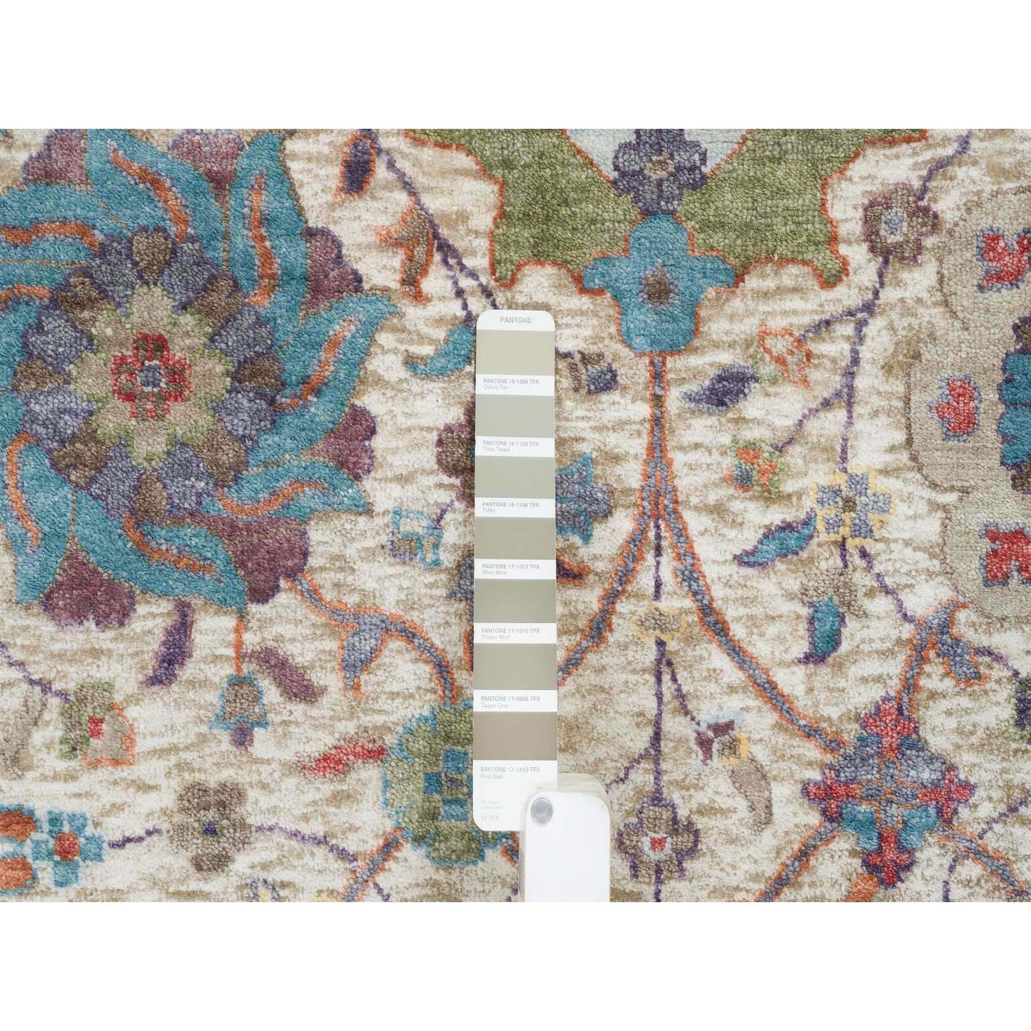 Rug 8'3"x10'3" Ivory Hand Knotted Tebraz Vase Silk With Wool