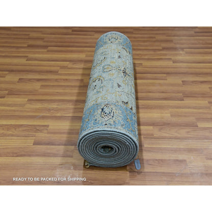 2'9"X16'1" Cruise Blue Shah Abbas Xl Runner Hand Knotted Oriental Rug
