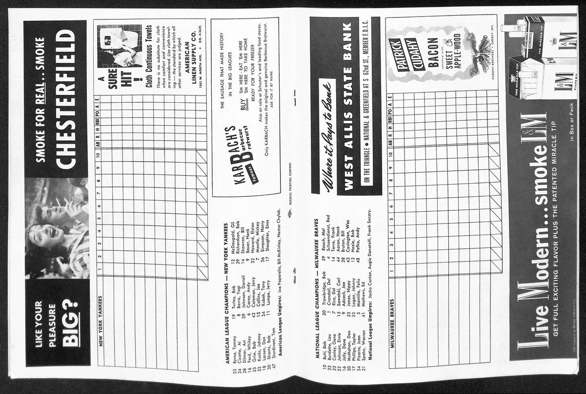 1957 World Series Program Milwaukee Braves Vs. New York Yankees 197192