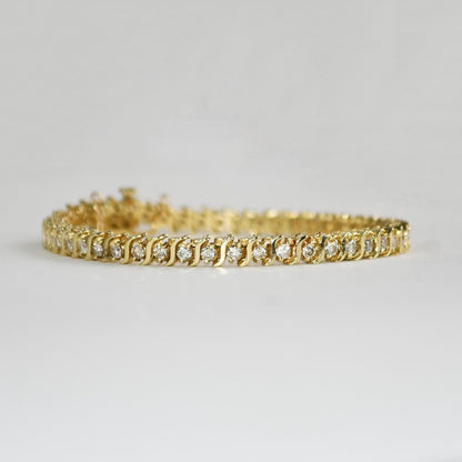14K Yellow Gold Diamond Tennis Bracelet 2.00Ct