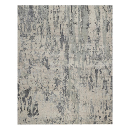 Rug 8'x10' Cream White Modern Design Natural Undyed Wool Hand Knotted