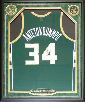Giannis Antetokounmpo Autographed Framed Milwaukee Bucks Jersey (Jsa)