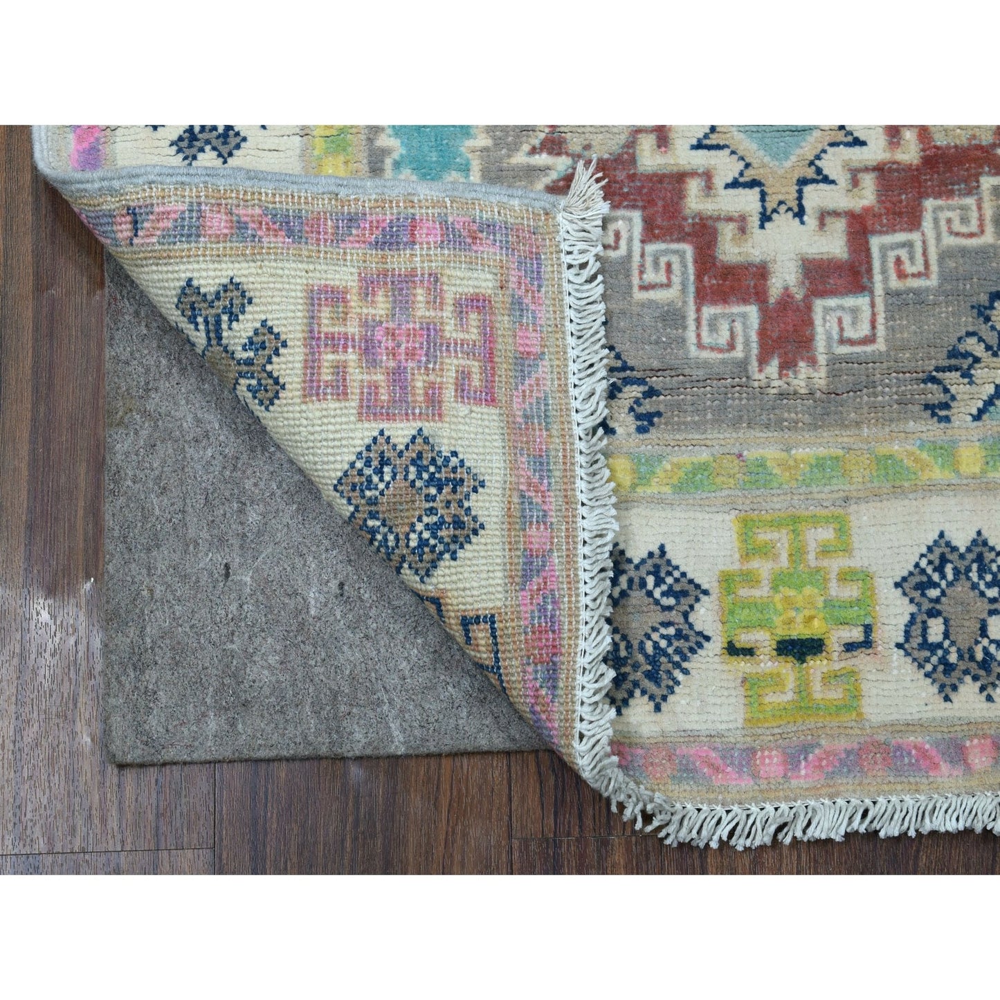 2'7"X7'10" Gray Fusion Kazak Organic Wool Hand Knotted Runner Rug