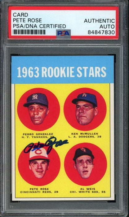1963 Topps Pete Rose 537 "Reprint" Rookie Card Signed Reds Psa/Dna 176901