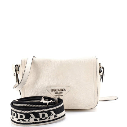 Prada Dual Strap Flap Crossbody Bag Vitello Daino Small