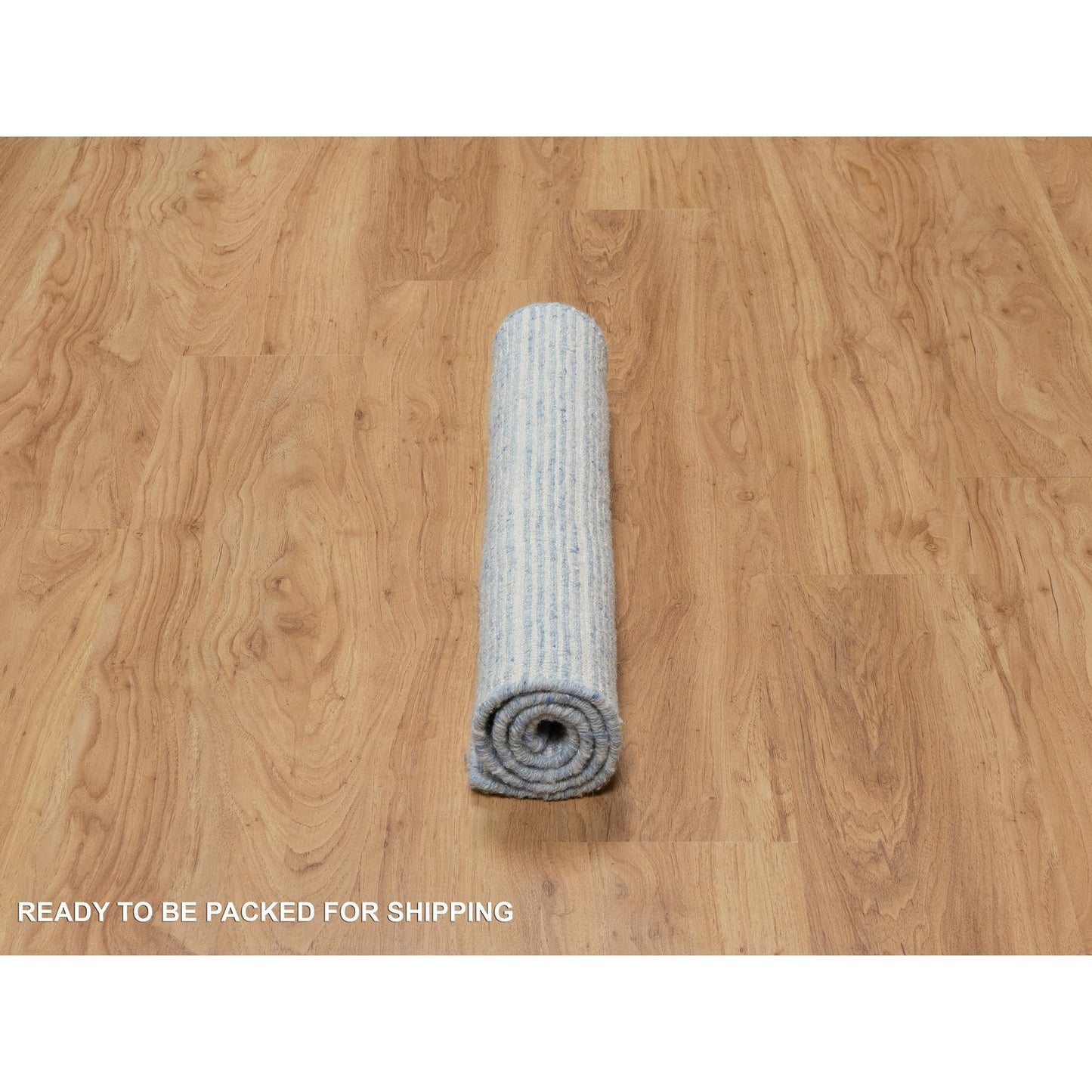 2'4"X3' Blue Modern Plain Decor Box Design Pure Wool Loomed Knotted Rug