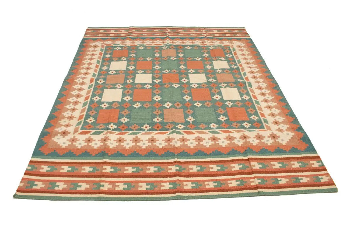 Geometric Dhurrie Rug Reversible Flat-Weave