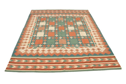 Geometric Dhurrie Rug Reversible Flat-Weave