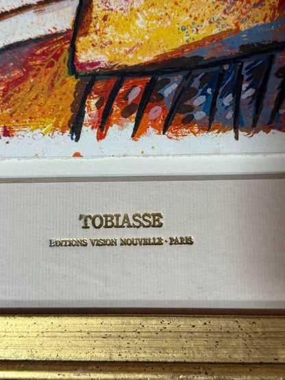 Theo Tobiasse (France) Original Large Lithograph Signed Numbered Gold Framed