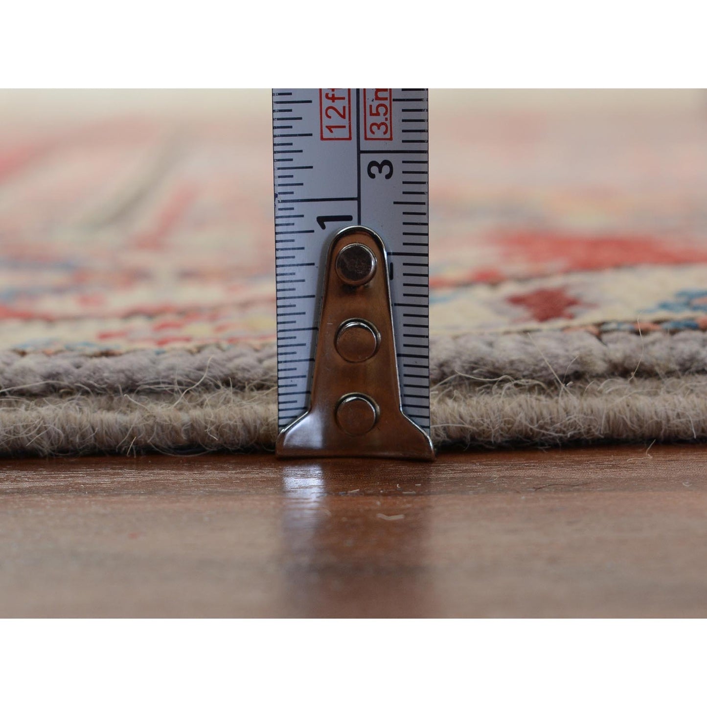 3'10"X6' Gray Special Kazak Geometric Design Pure Wool Hand Knotted Rug