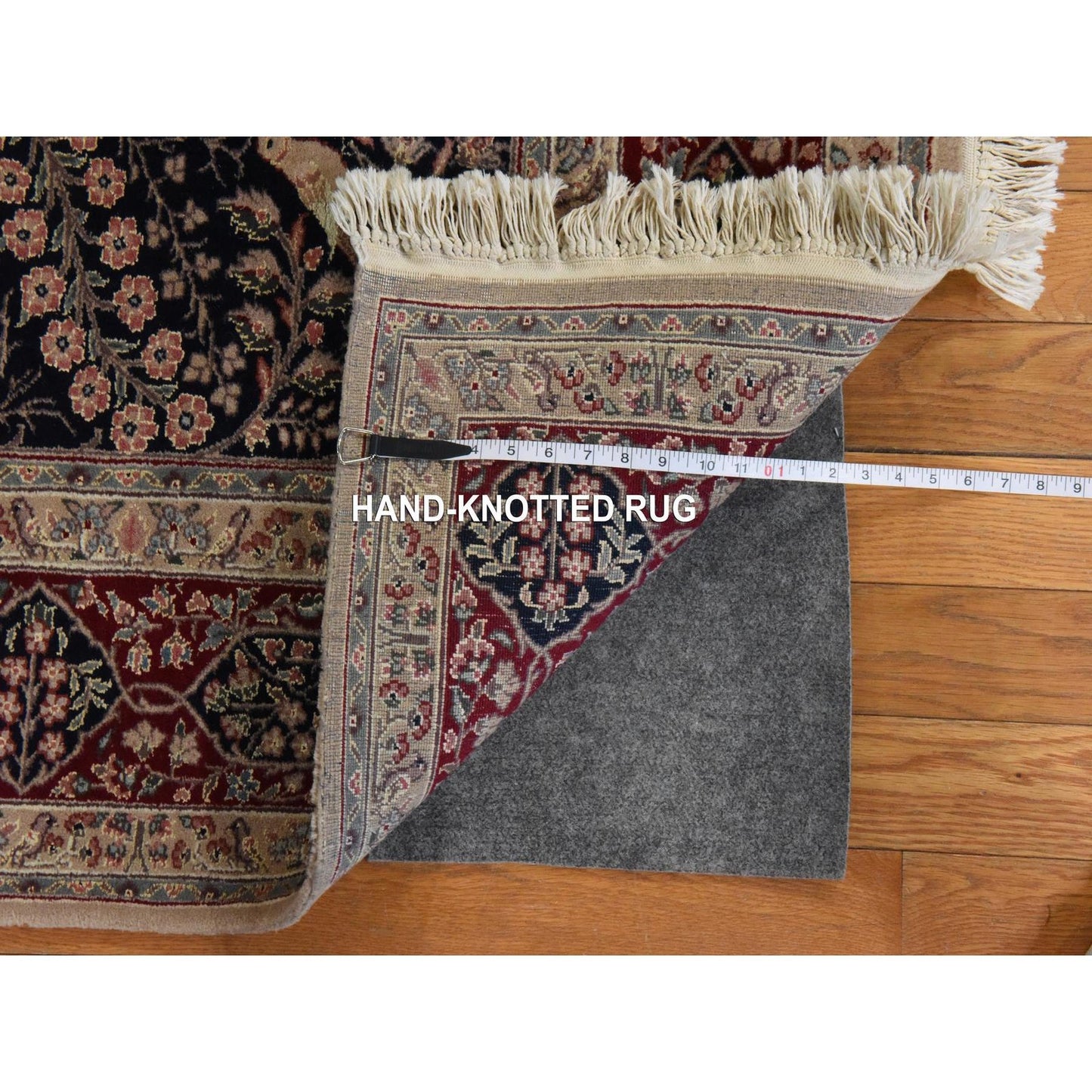 5'8"x8'9" Ivory Vintage Zoroastrian Wool & Silk Hand Knotted 250 KPSI Rug