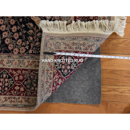 5'8"x8'9" Ivory Vintage Zoroastrian Wool & Silk Hand Knotted 250 KPSI Rug