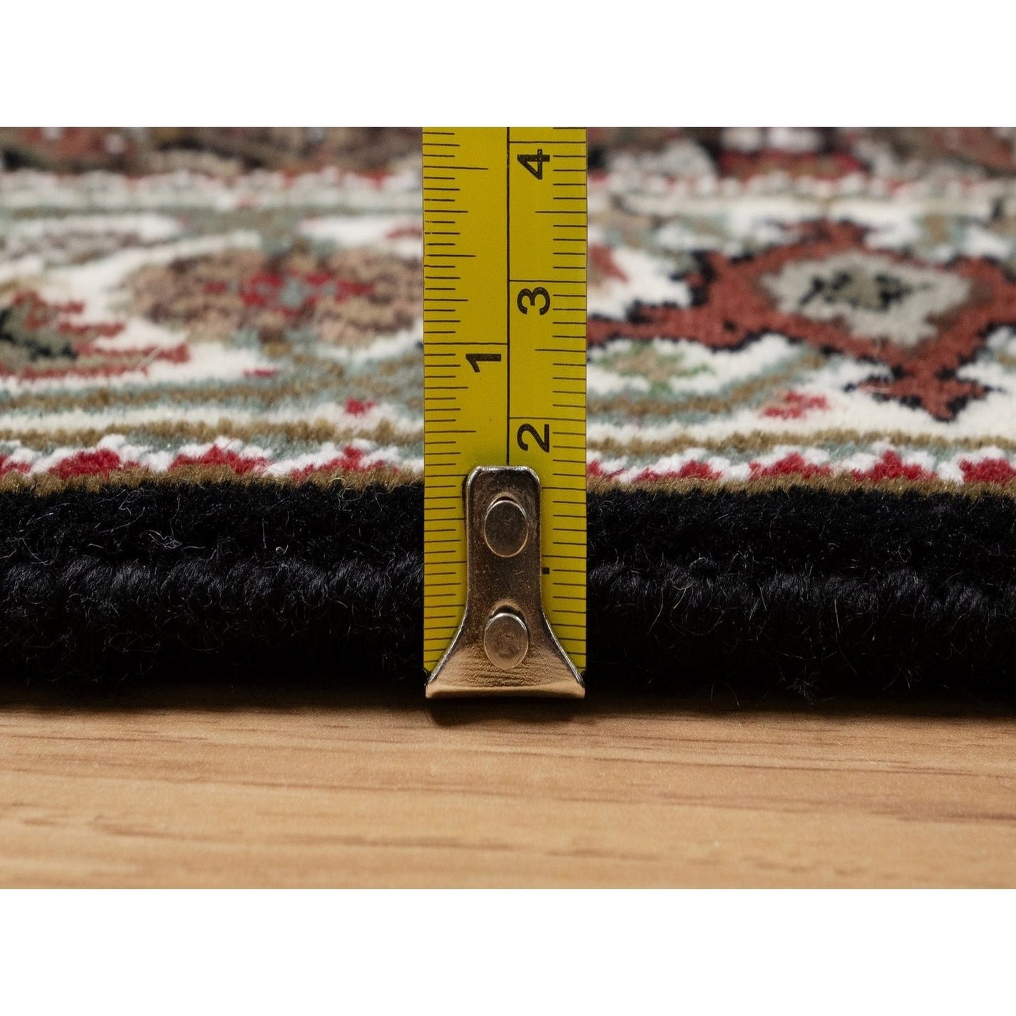 2'5"X4'8" Black Wool Rug Tebraz Mahi With Medallion Design Hand Knotted