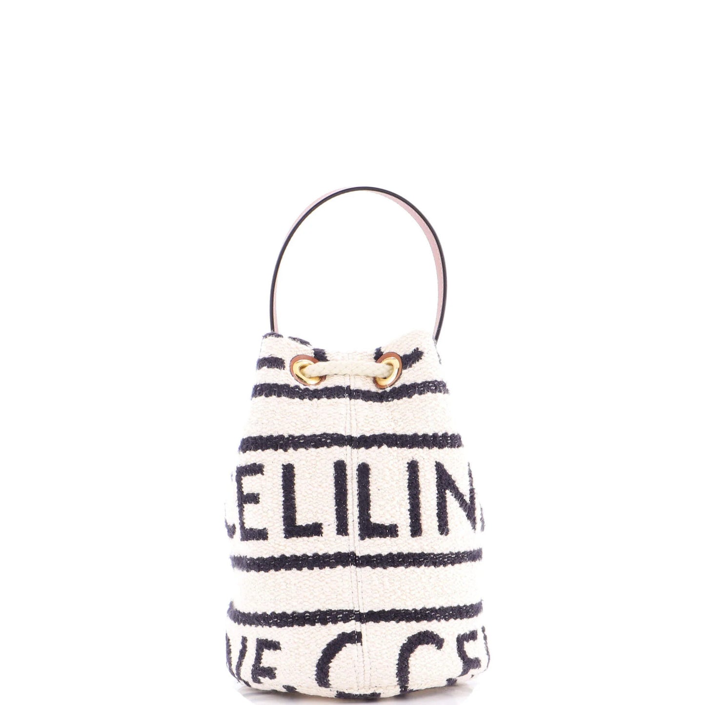 Celine Drawstring Bucket Bag Logo All Over Textile Teen