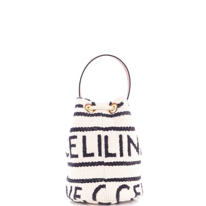 Celine Drawstring Bucket Bag Logo All Over Textile Teen