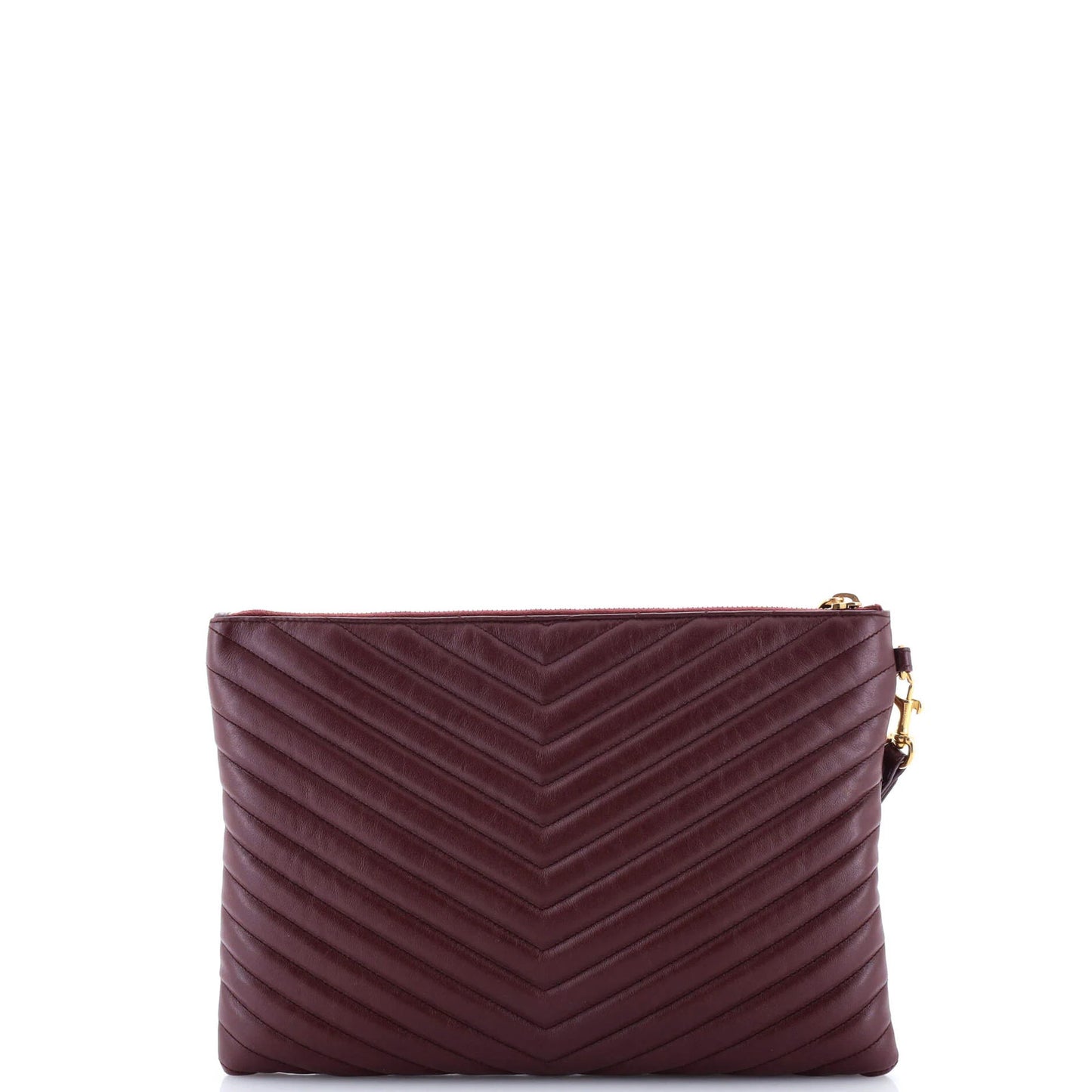 Saint Laurent Classic Monogram Wristlet Pouch Matelasse Chevron Leather Medium