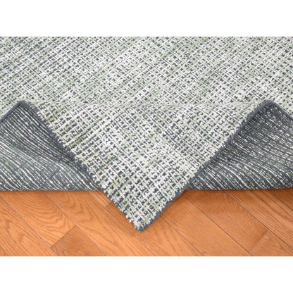 9'1"X12'1" Green Modern Design Wool And Art Silk Hand Loomed Rug