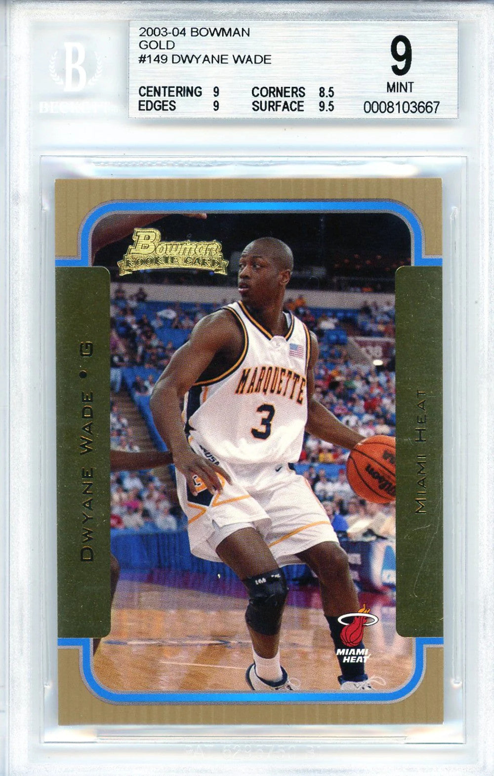 Dwyane Wade 2003-04 Bowman Gold Rookie Card #149 (Bvg Mint 9)