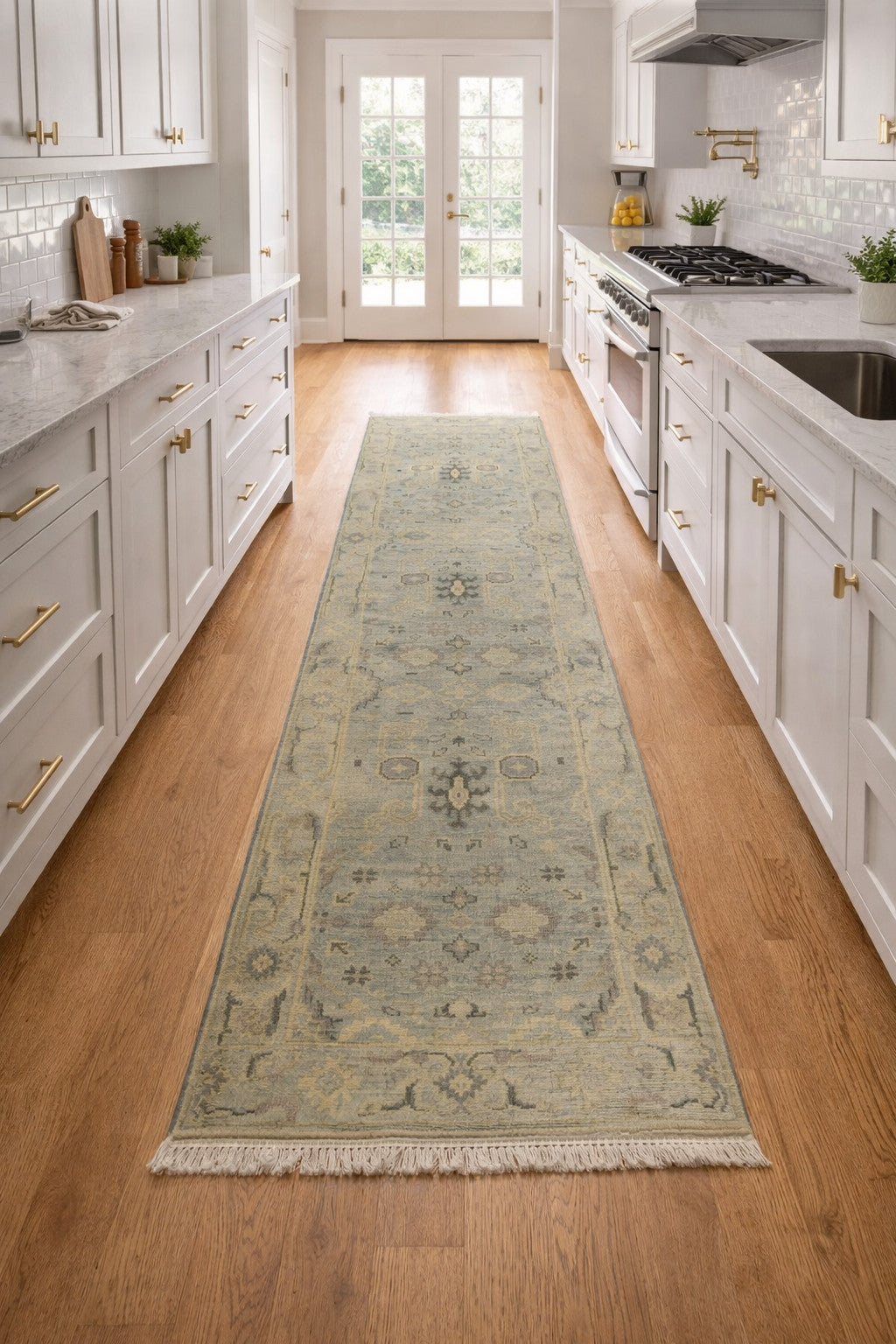 Muted floral design rug oriental chobi oushak runner carpet hallway carpet