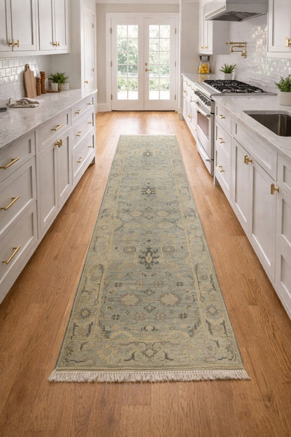 Muted floral design rug oriental chobi oushak runner carpet hallway carpet