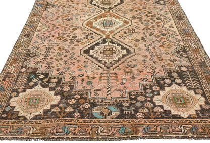 Vintage Distressed Rusty Pink Tribal Oriental Rug