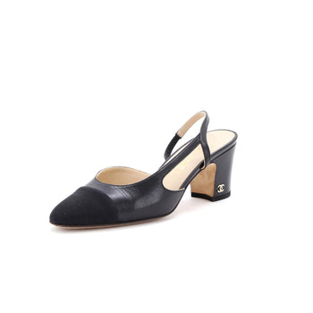 Chanel Womens Cap Toe Slingback Pumps Leather
