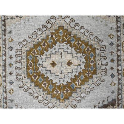 2'8"X10'1" Gray Farsian Village Geometric Wool Hand Knotted Oriental Rug