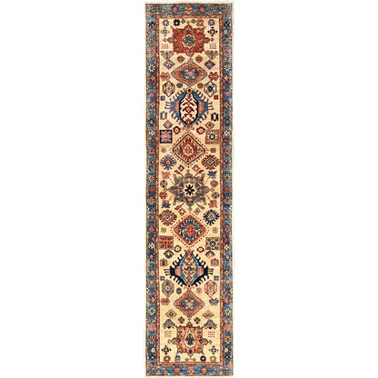 2'9"X11'9" Ivory Karjihooz Design Soft Wool Hand Knotted Runner Rug