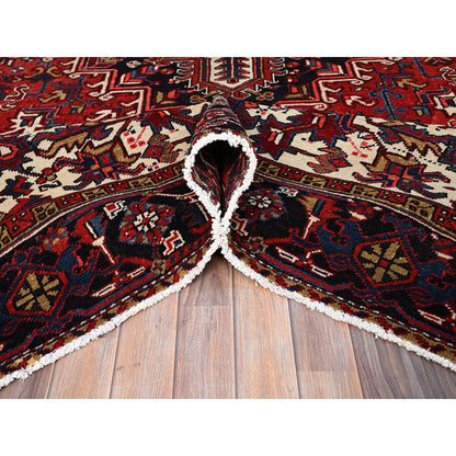 9'X11'3" Locomotive Red Antique Heris Village Design Wool Oriental Rug