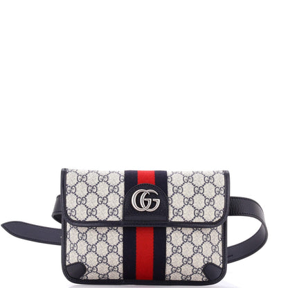 Gucci Ophidia Flap Belt Bag Gg Coated Canvas With Leather