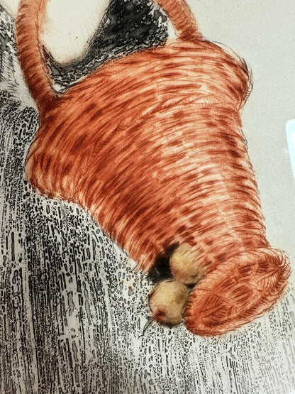 Louis Icart - Spilled Apple - Original Etching Singed Framed