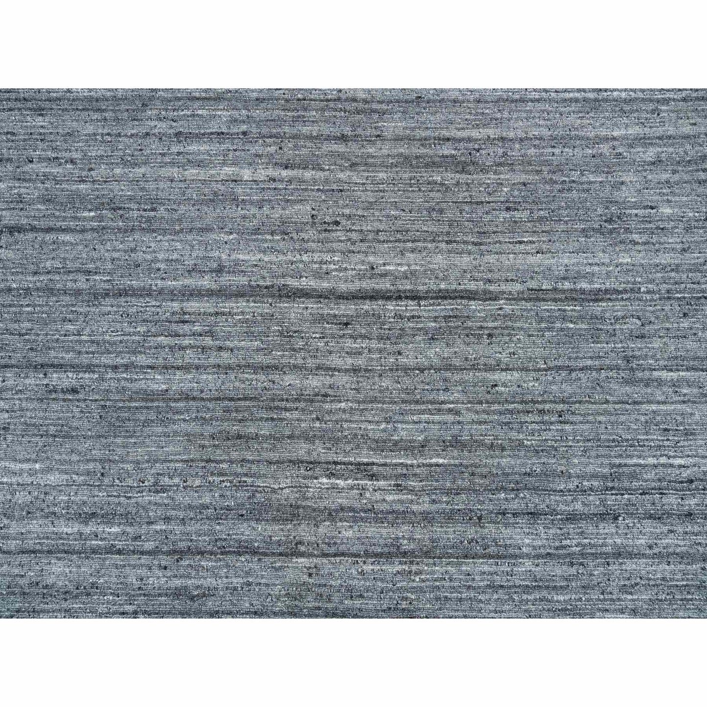 12'X12' Gray Hand Loomed Modern Striae Design Organic Wool Round Rug