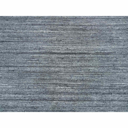12'X12' Gray Hand Loomed Modern Striae Design Organic Wool Round Rug