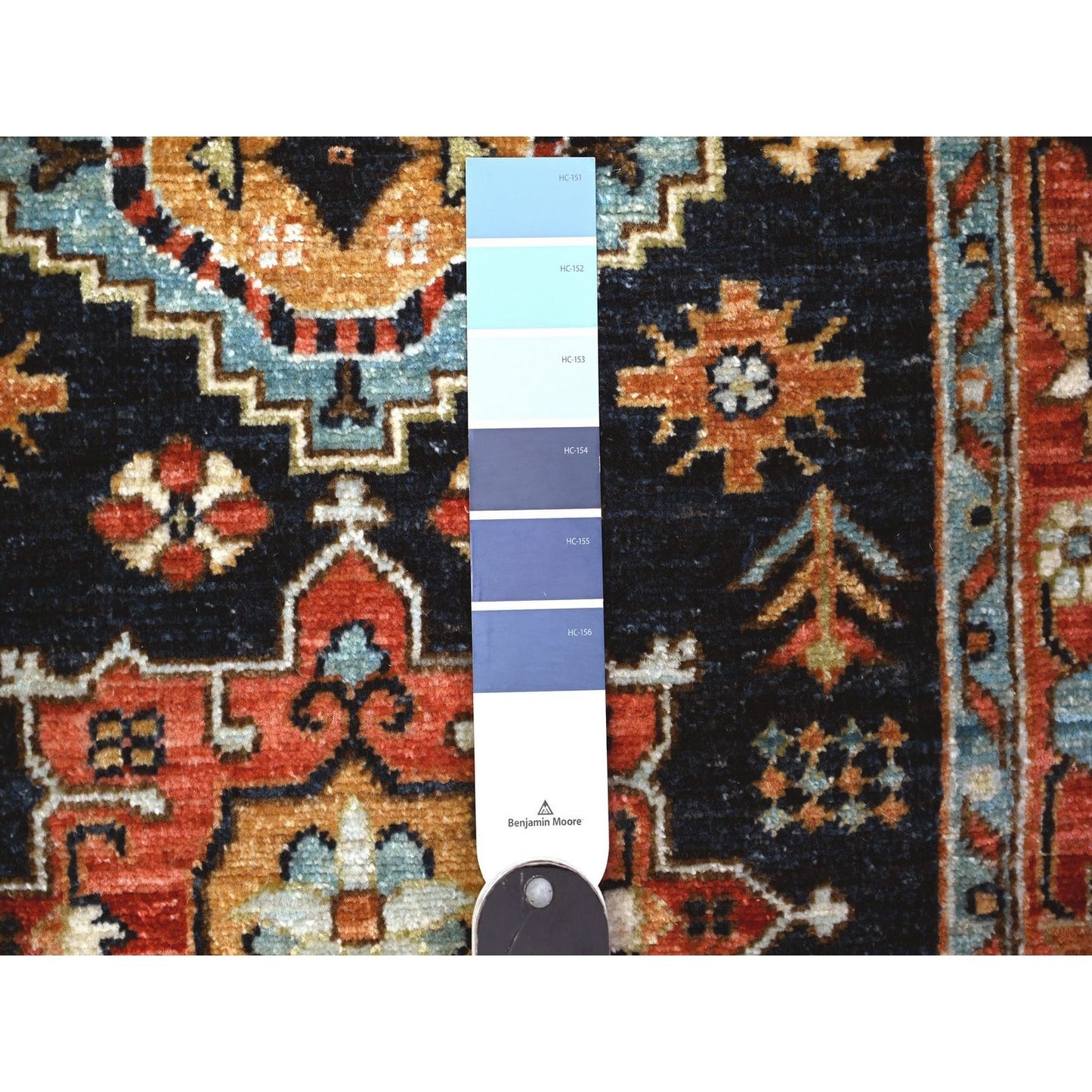 2'6"X11'8" Blue Karajeh Design Pure Wool Fine Aryana Runner Oriental Rug