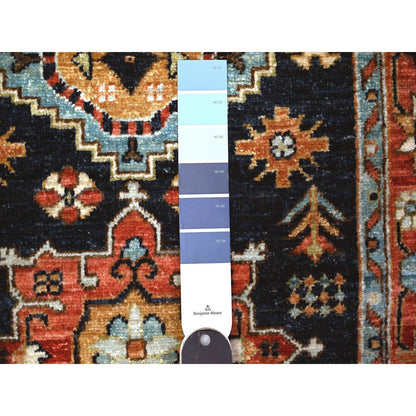 2'6"X11'8" Blue Karajeh Design Pure Wool Fine Aryana Runner Oriental Rug